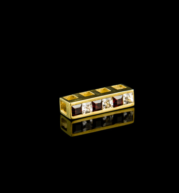 Quadruple Morphic Block with Garnet and Morganite