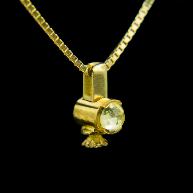 Single Morphic Block and Lemon Quartz Pendant with floral base column