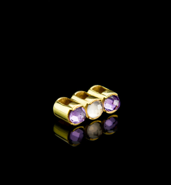 Triple Morphic Block with Rose Quartz and Amethyst