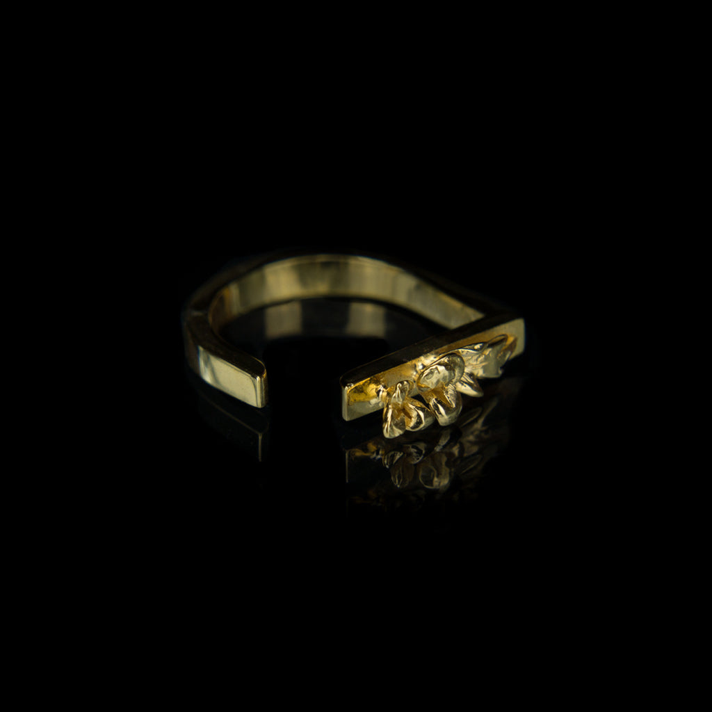 Geometric Designer Ring in 9K Gold with Flowers