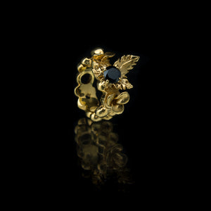 Designer handmade Ring in 18K Gold Vermeil with Black Spinel
