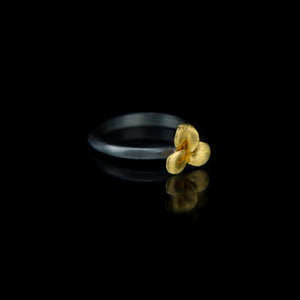 Designer Handmade Flower Ring in 9k Gold with Black band