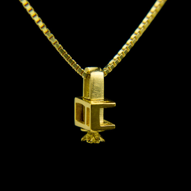 Gold Customised Font Morphic Block Pendant with floral base column
