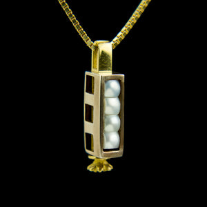Triple Morphic Block and Pearls Pendant with floral base column